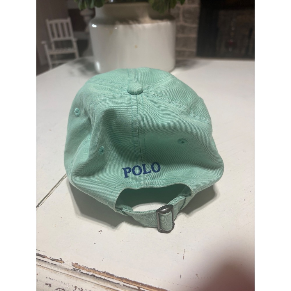 Polo Ralph Lauren Mint Green Baseball Cap Navy Pony Logo Adjustable Hat - Picture 3 of 7